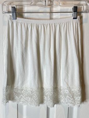 White Lace-Trim Half Slip Under Skirt